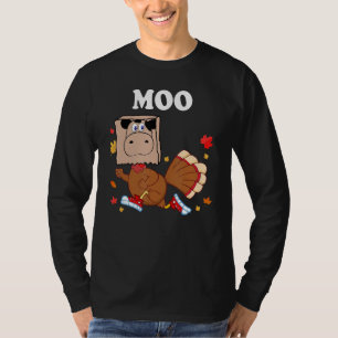 Camiseta Ação de Graças à Turquia Engraçada Vaca Falsa Moo