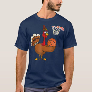 Camiseta Ação de Graças à Turquia Jogador de Basquete Engra