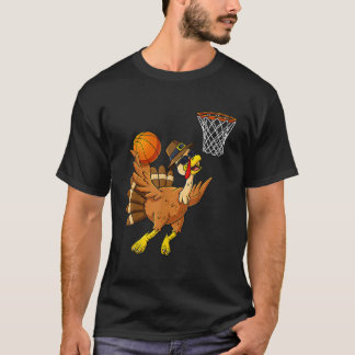 Camiseta Ação de Graças à Turquia Jogador de Basquete Engra