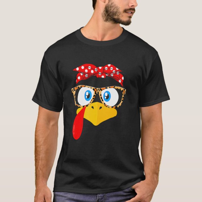 Camiseta Ação de Graças à Turquia Rosto Óculos de Impressão (Frente)