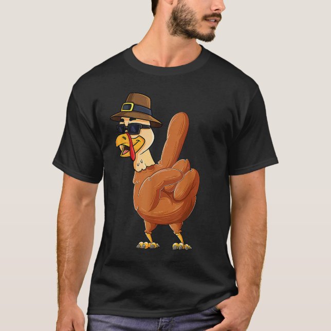 Camiseta Ação de Graças à Turquia - sinal de paz - mão turc (Frente)