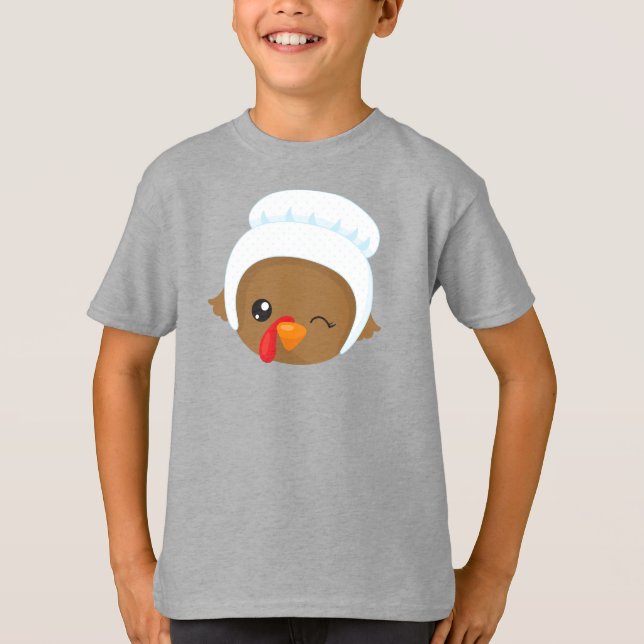 Camiseta Ação de Graças à Turquia, Turquia Marrom, Bonnet P (Frente)