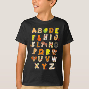 Camiseta Ação de Graças Alfabeto Engraçado Turquia Cai na P