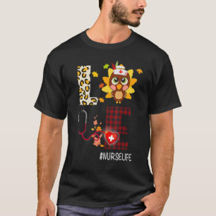 Camiseta Ação de Graças Amor Turquia Estetoscópio Enfermeir