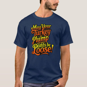 Camiseta Ação de Graças, Cartoon Farmer Turkey, T-Shirt
