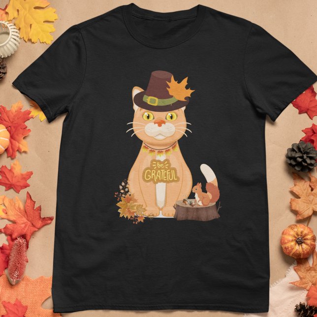 Camiseta Ação de Graças Cat Lover (Thanksgiving Cat Themed T-Shirt)