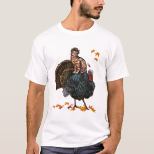 Camiseta Ação de Graças Cat Pilgrim Costume Ação de Graças