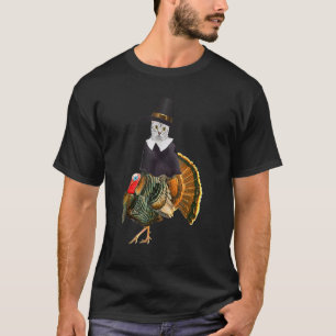 Camiseta Ação de Graças Cat Pilgrim Costume Ação de Graças 