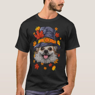 Camiseta Ação de Graças Chihuahua Pilgrim Cachorro Fall Au