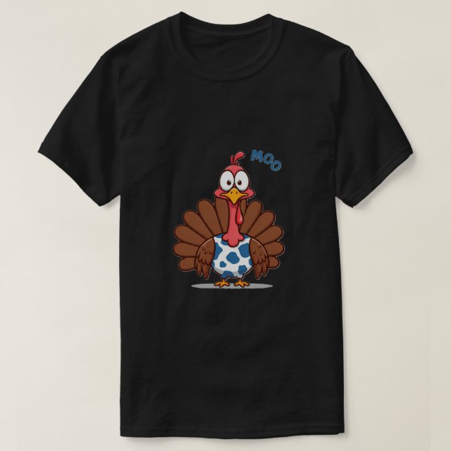 Camiseta Ação de Graças da Turquia Moo Engraçado (Frente do Design)