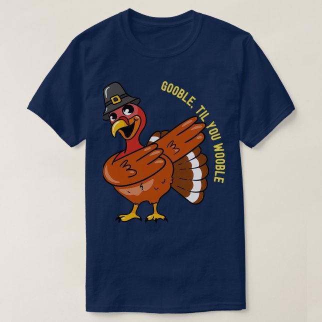 Camiseta Ação de Graças Dabbing Turkey Gooble até você bala (Frente do Design)