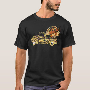 Camiseta Ação de Graças Dabbing Turkey Riding Leopard Monst