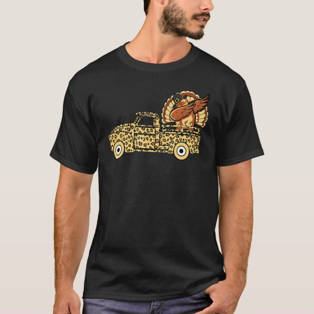 Camiseta Ação de Graças Dabbing Turkey Riding Leopard Monst (Frente)