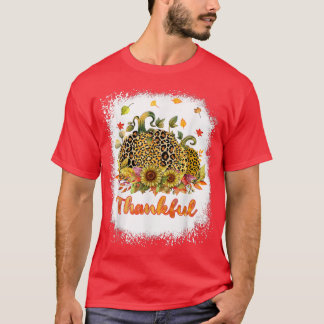 Camiseta Ação de Graças de Autumn Leopard Sunflower Pum