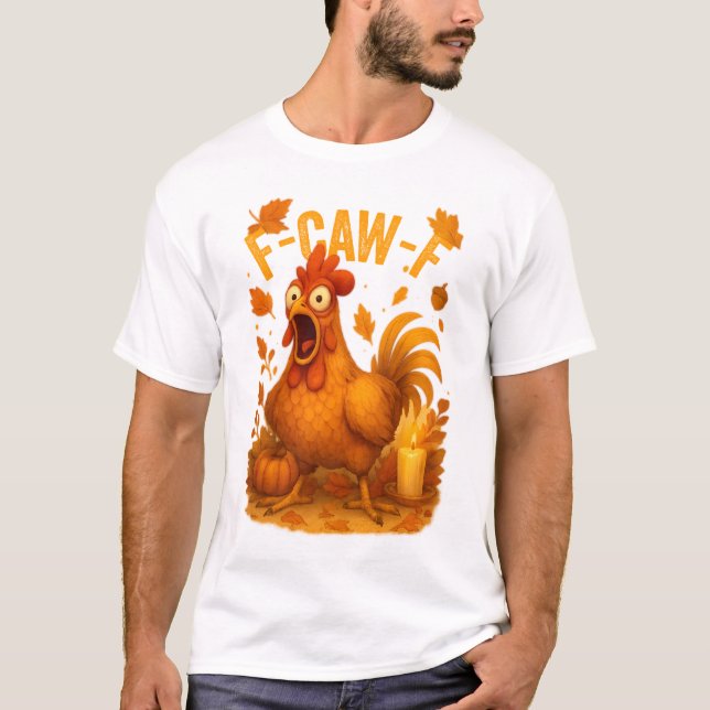 Camiseta Ação de Graças do Frango F-Caw-F (Frente)
