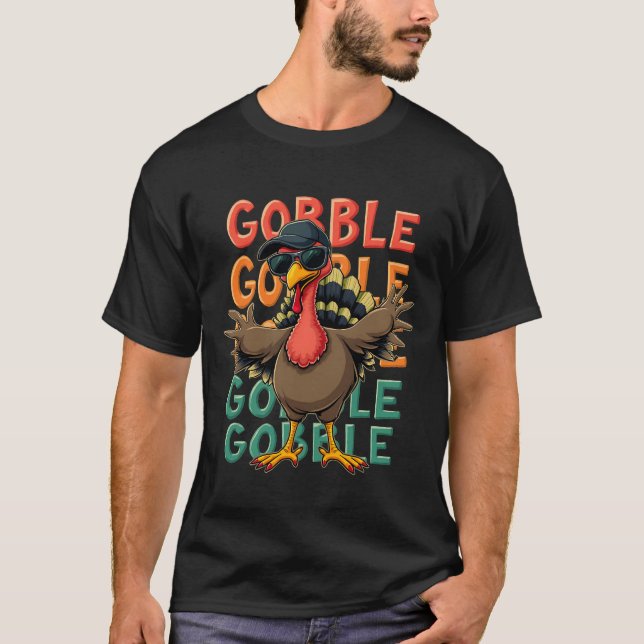 Camiseta Ação de Graças do Gobble Gobble da Turquia legal (Frente)