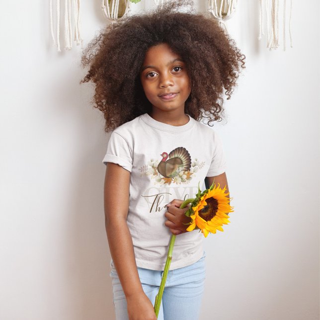 Camiseta Ação de Graças do Outono aos Obrigados (Give thanks watercolor thanksgiving turkey T-Shirt. )