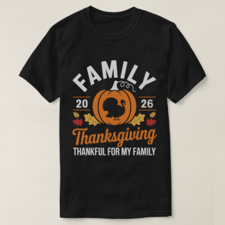 Camiseta Ação de Graças em Família 2026 Grato Por Minha Fam