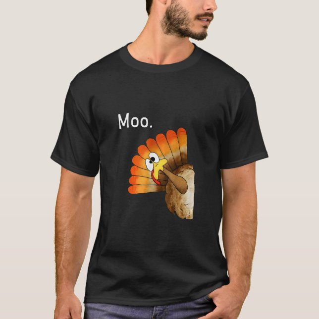 Camiseta ação de graças engraçada de turquia, amante de Moo (Frente)