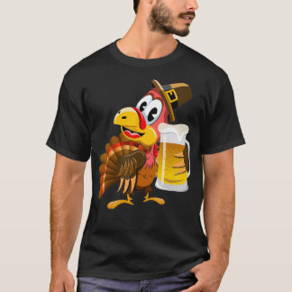 Camiseta Ação de Graças Engraçado Beer Turkey