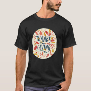 Camiseta Ação de Graças Engraçado com Folhas Coloridas para
