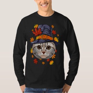 Camiseta Ação de Graças - Escocês Fold Pilgrim Fall Au