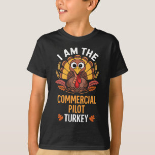 Camiseta Ação de Graças Eu Sou o Piloto Comercial Partida d
