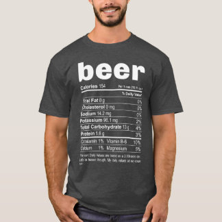 Camiseta Ação de Graças Janta Cerveja Fatos Nutricionais En