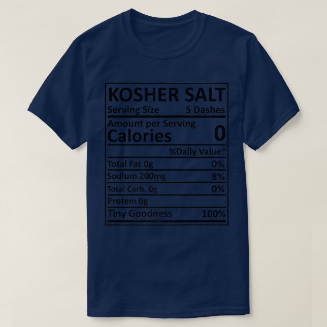 Camiseta Ação de Graças Kosher Salt Nutritional Fac (Frente do Design)