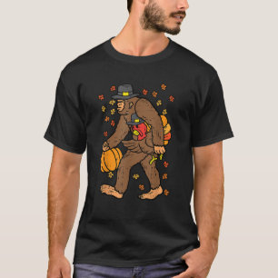 Camiseta Ação de Graças Pé Grande Peregrino Engraçado Sasqu