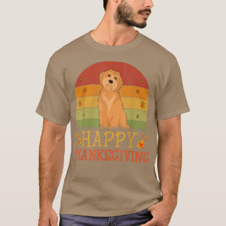 Camiseta Ação de Graças Retro Goldendoodle Cachorro Tartaru
