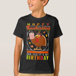 Camiseta Ação de Graças Sim É Meu Aniversário, Turquia Autu