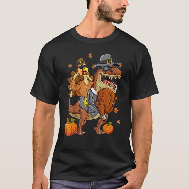 Camiseta Ação de Graças Turquia Andando Rex Dinosaur Toddle (Frente)