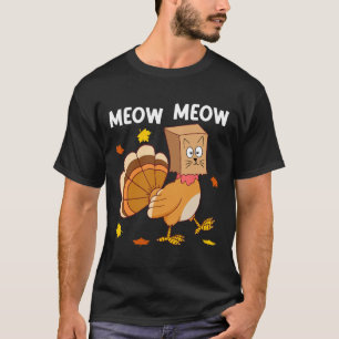 Camiseta Ação de Graças Turquia Cat Meow Homens Engraçados