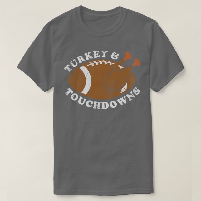 Camiseta Ação de Graças Turquia e Touchdowns (Frente do Design)