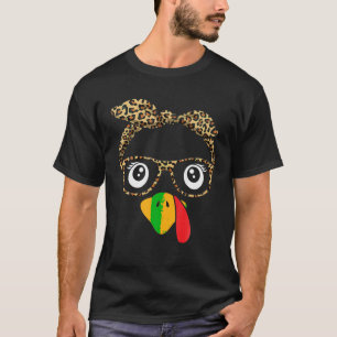 Camiseta Ação de Graças Turquia Face Leopardo Imprime Óculo