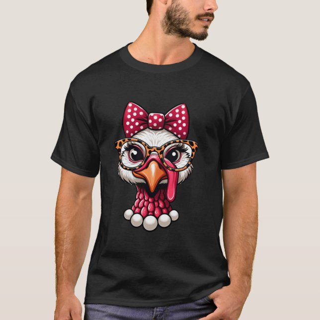 Camiseta Ação de Graças Turquia Face Leopardo Imprime Óculo (Frente)