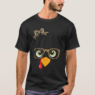 Camiseta Ação de Graças Turquia Face Leopardo Imprime Óculo
