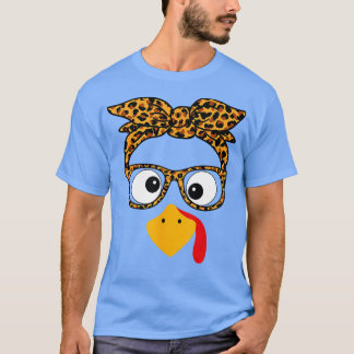 Camiseta Ação de Graças Turquia Face Leopardo Imprime Óculo