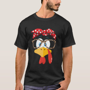 Camiseta Ação de Graças Turquia Face Leopardo Imprime Óculo