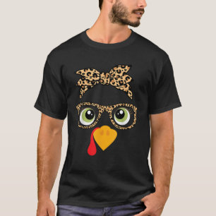Camiseta Ação de Graças Turquia Face Leopardo Imprime Óculo
