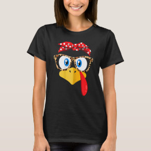 Camiseta Ação de Graças Turquia Face Leopardo Imprime Óculo