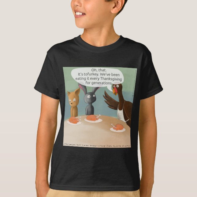 Camiseta Ação de Graças Vegana Engraçada (Frente)