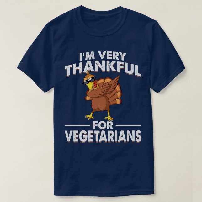 Camiseta Ação de Graças Vegetariano Funny Dabbing Turkey Ve (Frente do Design)