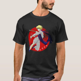 Camiseta Ação de Guerreiro Saltando Sol Vermelho