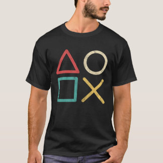 Camiseta Ação Do Controlador Do Console De Jogos Do Vintage
