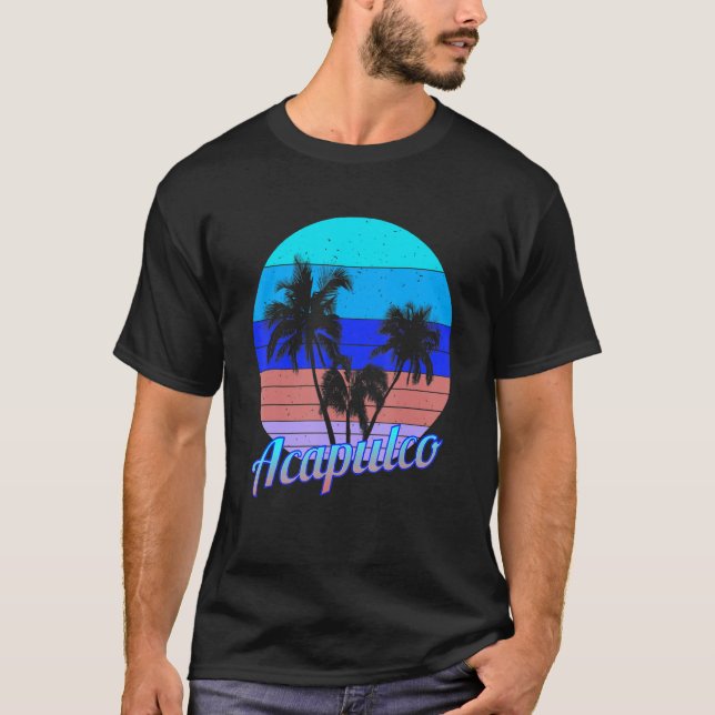 Camiseta Acapulco Retro Tropical Palm Trees Férias (Frente)