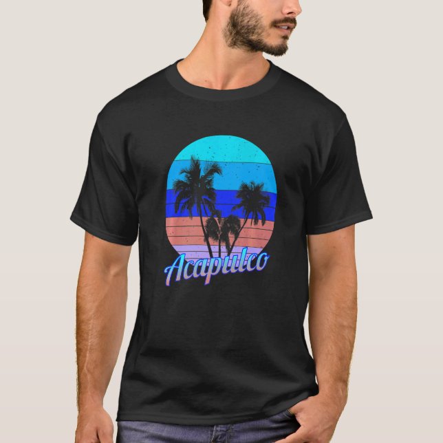 Camiseta Acapulco Retro Tropical Palm Trees Férias (Frente)