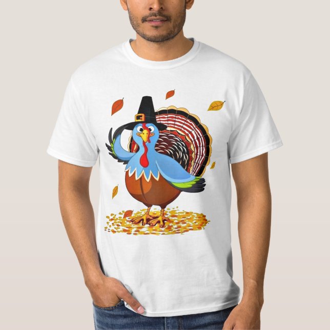 Camiseta Acção de graças bonito engraçada Turquia em um (Frente)