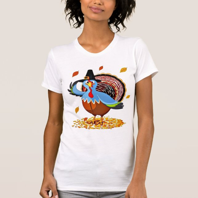 Camiseta Acção de graças bonito engraçada Turquia em um (Frente)